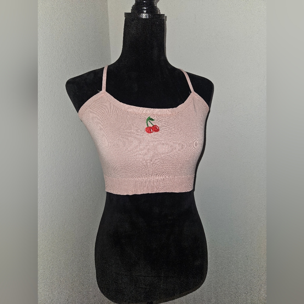 Cherry cropped tank top